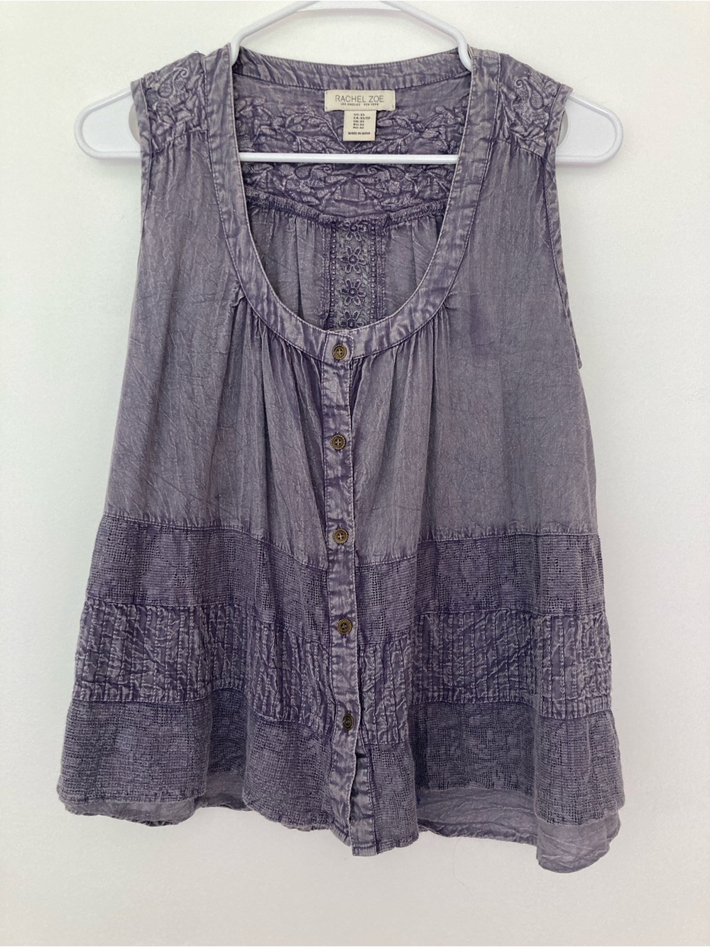 Rachel Zoe Dusty Lavender Button-Front Babydoll Tank Top XS